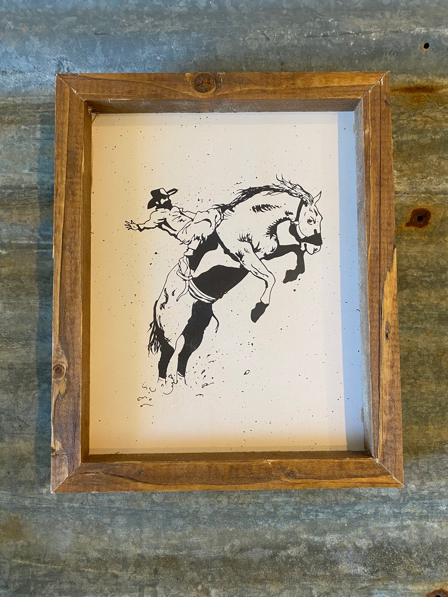 8x10 Frame- Black and White Bronc Rider