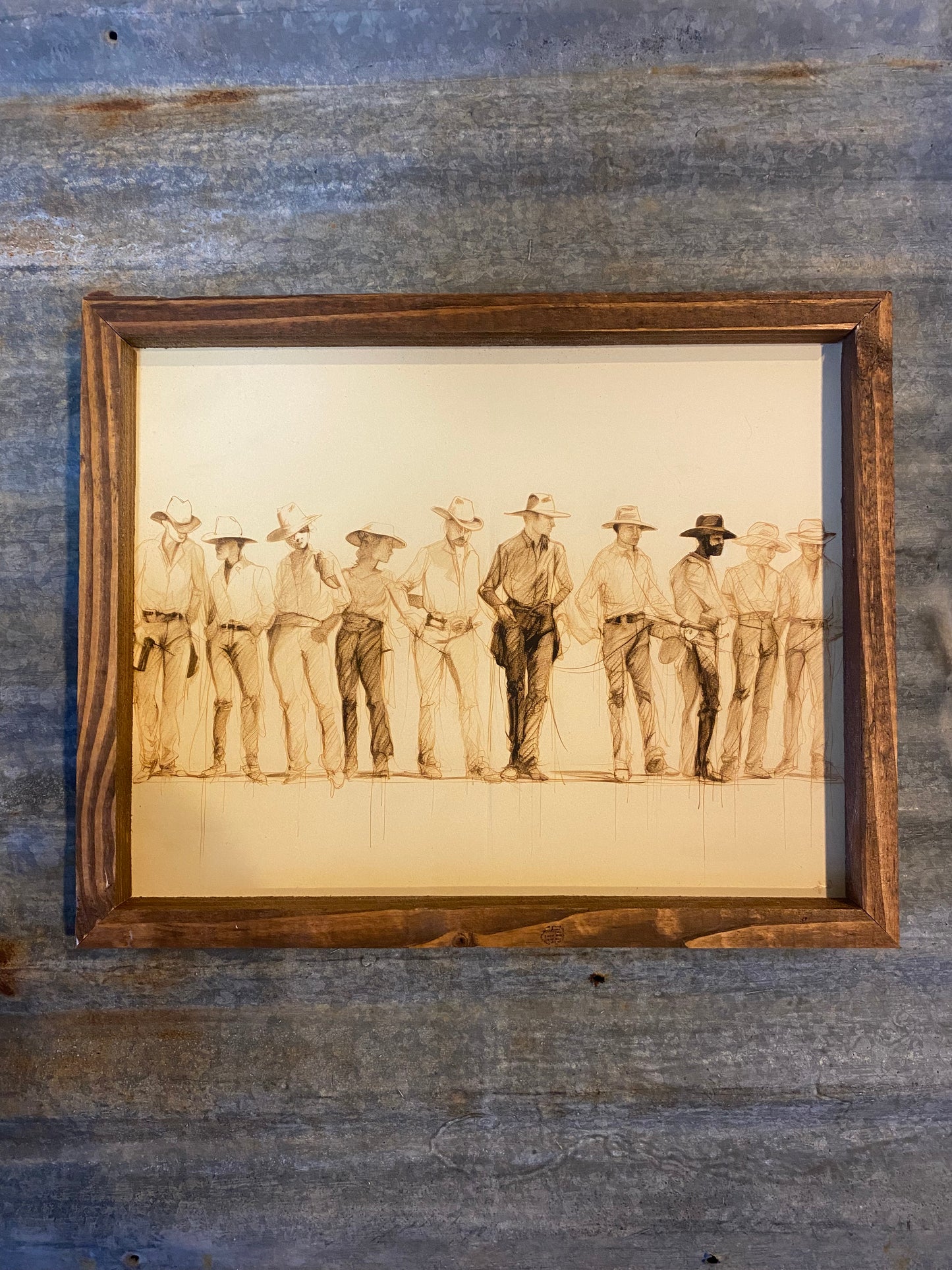 11x14 Frame- Tan Cowboys Print