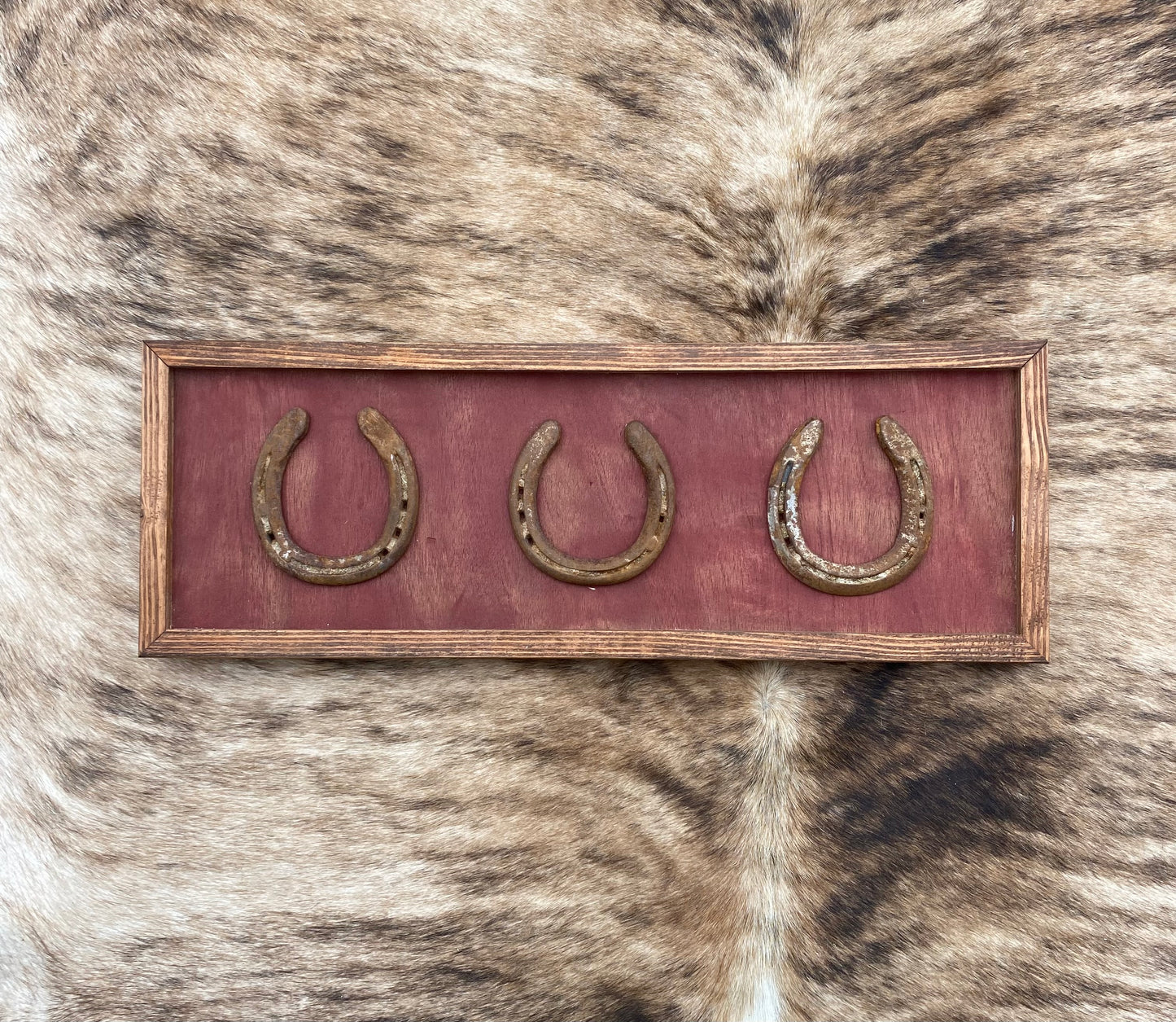 "Three" Lucky Horseshoe Frame- Rust Opt. 1