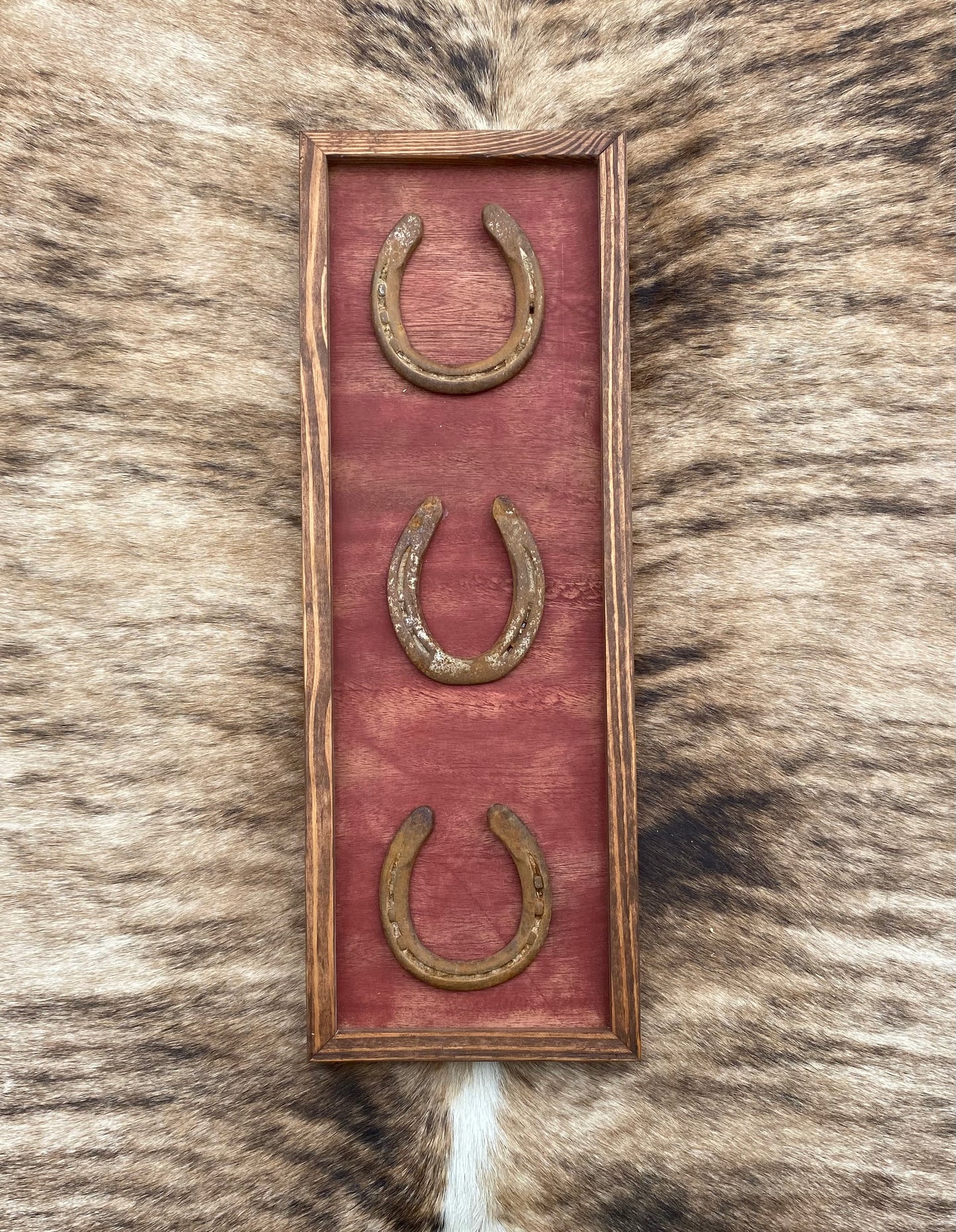 "Three" Lucky Horseshoe Frame- Rust Opt. 2