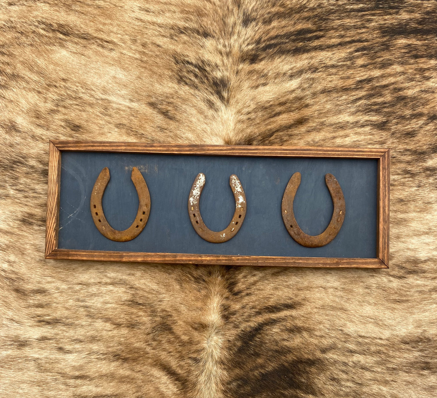 "Three" Lucky Horseshoe Frame- Navy