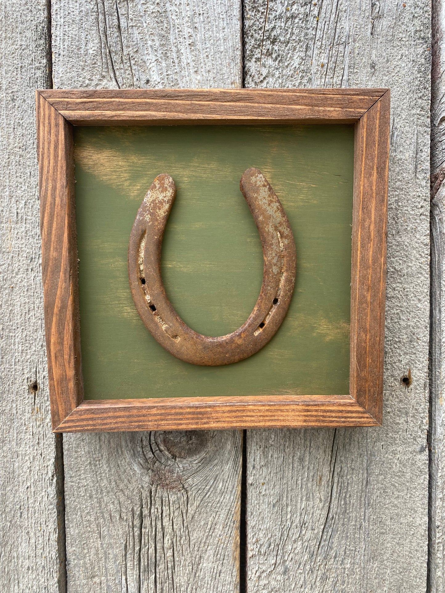 "One" Lucky Horseshoe Frame- Olive
