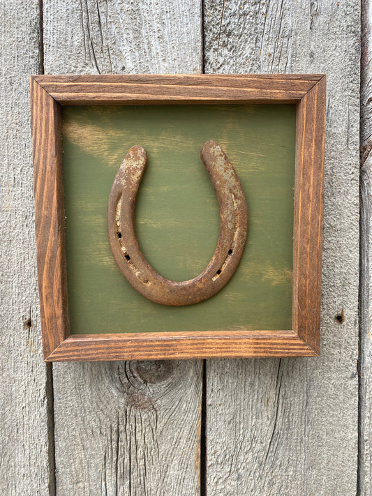 "One" Lucky Horseshoe Frame- Olive